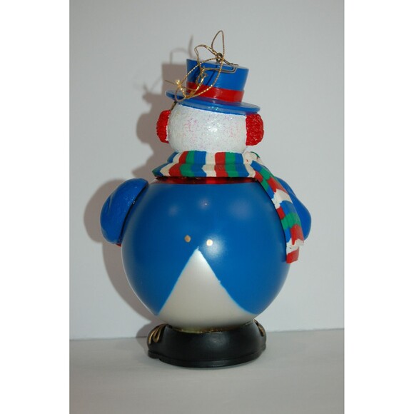 LARGE NORTH POLE SNOWMAN EUROPEAN SANTA'S BEST BLOWN GLASS CHRISTMAS ORNAMENT 7" - Picture 4 of 12